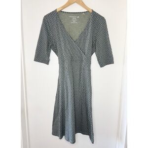 Toad & Co for Title Nine Organic Cotton Knit activewear Faux Wrap Dress SMALL